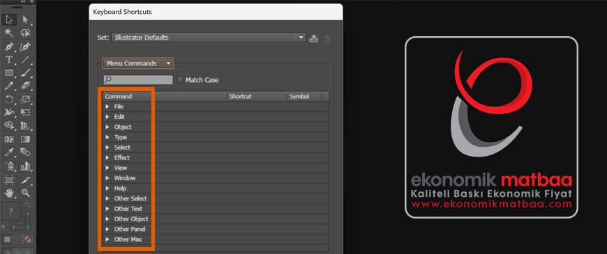 İllustrator Menü Komut