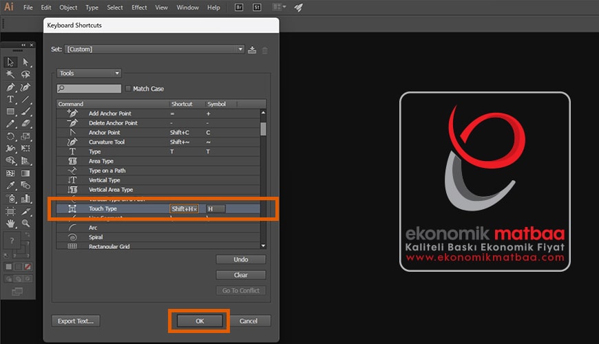 İllustratör Klavye Kısayolları Kaydet